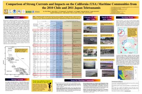 Comparison of Strong Currents and Impacts on the California (USA) Maritime Communities from the 2010 Chile and 2011 Japan Teletsunamis by Rick Wilson1, Kevin Miller2, Clif Davenport3, Troy Nicolini4, Lori Dengler5, Amand