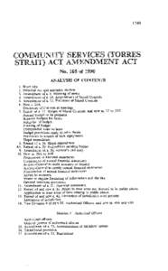 1749  COMMUNITY SERVICES (TORRES STRAIT) ACT AMENDMENT ACT No. 105 of 1990 ANALYSIS OF CONTENTS