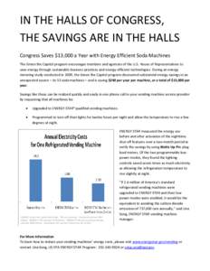 Green the Capitol - In the Halls of Congress, the Savings are in the Halls
