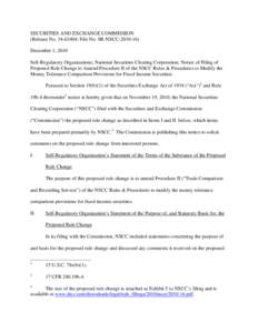 Notice of Filing of Proposed Rule Change to Amend Procedure II of the NSCC Rules & Procedures to Modify the Money Tolerance Comparison Provisions for Fixed Income Securities