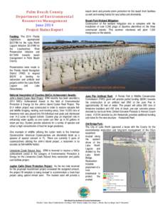Palm Beach County Department of Environmental Resources Management June 2014 Project Status Report Funding: The 2014 Florida