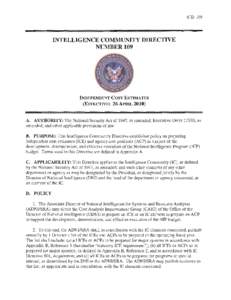 ICD 109 INTELLIGENCE COMMUNITY DIRECTIVE  NUMBER 109
