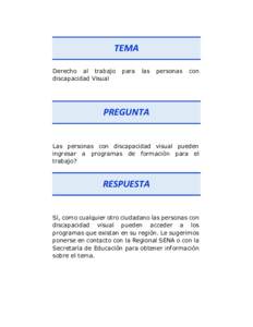 TEMA Derecho al trabajo discapacidad Visual para