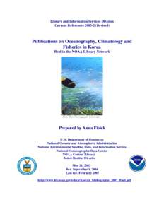 Publications on Oceanography, Climatology and Fisheries in Korea Held in the NOAA Library Network
