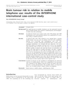 Int. J. Epidemiol. Advance Access published May 17, 2010 Published by Oxford University Press on behalf of the International Epidemiological Association ß The Author 2010; all rights reserved. International Journal of E