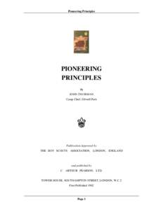 Pioneering Principles  PIONEERING PRINCIPLES By JOHN THURMAN