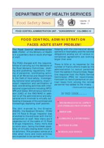 DEPARTMENT OF HEALTH SERVICES Volume - 5 Issue - 1 Food Safety News