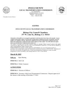 INYO COUNTY LOCAL TRANSPORTATION COMMISSION P.O. DRAWER Q INDEPENDENCE, CAPHONE: (FAX: (