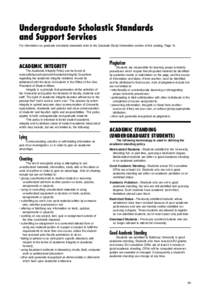 Undergraduate Scholastic Standards and Support Services  Undergraduate Scholastic Standards and Support Services Undergraduate Scholastic Standards and Support Services