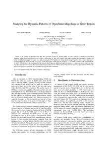 Studying the Dynamic Patterns of OpenStreetMap Bugs in Great Britain Amir Pourabdollah Jeremy Morley  Steven Feldman