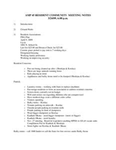 AMP 45 RESIDENT COMMUNITY MEETING NOTES[removed], 6:00 p.m. 1) Introductions