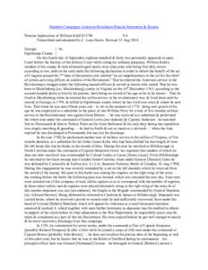 Southern Campaigns American Revolution Pension Statements & Rosters Pension Application of William Kidd S31796 VA Transcribed and annotated by C. Leon Harris. Revised 15 Aug[removed]Georgia } Ss.