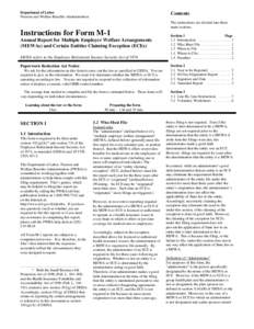 Department of Labor Pension and Welfare Benefits Administration Contents The instructions are divided into three main sections.