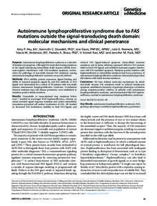 Signal transduction / Genetics / Cell signaling / Fas ligand / Lymphoproliferative disorders / Fas receptor / Mutation / Apoptosis / Haploinsufficiency / Biology / Immune system / Programmed cell death