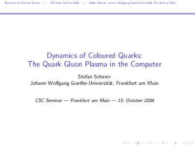 Dynamics of Coloured Quarks  — CSC User Seminar 2004