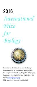 2016  International Prize for Biology