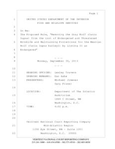 Page 1 1 UNITED STATES DEPARTMENT OF THE INTERIOR FISH AND WILDLIFE SERVICES