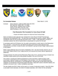 Watercraft / California Department of Fish and Game / MSC Venezia / United States / South Maury Island environmental issues / San Francisco Bay / COSCO Busan oil spill / Environment of the United States