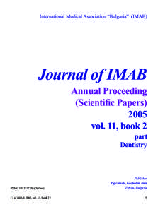 International Medical Association “Bulgaria” (IMAB)  Journal of IMAB Annual Proceeding (Scientific Papers) 2005