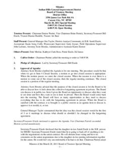 Minutes Indian Hills General Improvement District Board of Trustees Meeting District Office 3394 James Lee Park Rd. #A Carson City, NV 89705