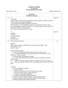 MARKING SCHEME CLASS XII ENGLISH ELECTIVE CBSE Time Allowed -3 hrs.  Maximum Marks-100