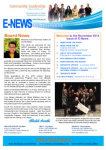 Board News Welcome to the November edition of CLLM eNews. Welcome to the November 2014 issue of E-News.