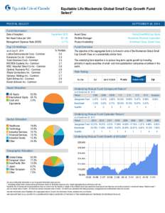 Equitable Life Mackenzie Global Small Cap Growth Fund Select* PIVOTAL SELECT SEPTEMBER 30, 2014