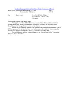 Southern Campaign American Revolution Pension Statements & Rosters Bounty Land Warrant Joseph Lane BLWt1325-400 fn3GA Transcribed by Will Graves[removed]Ga.