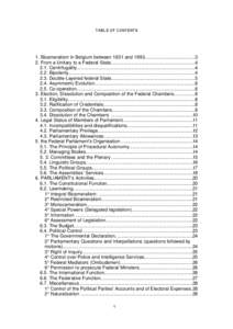 TABLE OF CONTENTS  1. Bicameralism in Belgium between 1831 and 1993.......................................3 2. From a Unitary to a Federal State.................................................................[removed]Cent