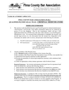 177 Church Avenue, Suite 101, Tucson, AZ[removed]Phone: ([removed], Fax: ([removed]www.pimacountybar.org NAME OF ATTORNEY APPLICANT: ___________________________________________
