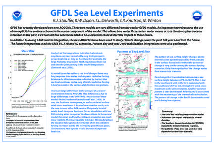 GFDL Sea Level Experiments R.J. Stouffer, K.W. Dixon, T.L. Delworth, T.R. Knutson, M. Winton GFDL  GFDL has recently developed two new AOGCMs. These two models are very different from the earlier GFDL models. An importan