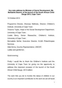 South African Education and Environment Project / Educational stages / Early childhood education / Knowledge