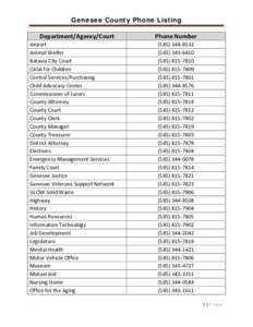 Genesee County / Batavia /  New York / Geography of New York / New York / Law enforcement in the United States / Local government in the United States / Sheriffs in the United States