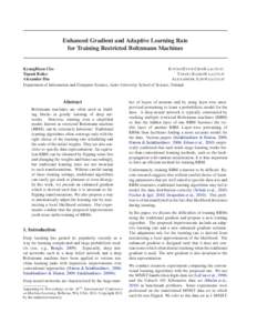 Enhanced Gradient and Adaptive Learning Rate for Training Restricted Boltzmann Machines