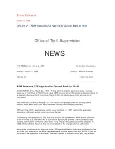 Apache Thrift / Computing / Financial services / Finance / Financial institutions / Office of Thrift Supervision / Savings and loan association