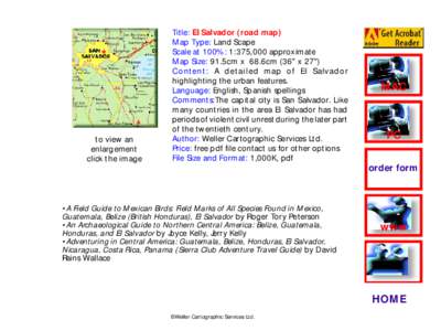 to view an enlargement click the image Title: El Salvador (road map) Map Type: Land Scape