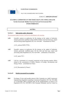 EUROPEAN COMMISSION HEALTH AND CONSUMERS DIRECTORATE-GENERAL SANCO G ARES[removed]STANDING COMMITTEE ON THE FOOD CHAIN AND ANIMAL HEALTH Section Genetically Modified Food and Feed and Environmental Risk