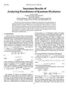 Fall[removed]GED Special Issues, GED-East Important Results of Analyzing Foundations of Quantum Mechanics