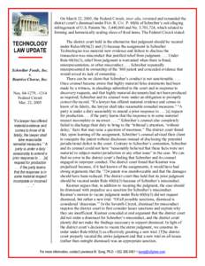 On March 22, 2005, the Federal Circuit, inter alia, reversed and remanded the district court’s dismissal under FED. R. CIV. P. 60(b) of Schreiber’s suit alleging infringement of U.S. Patents No. 5,440,860 and No. 5,7