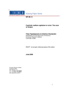 +  Working Paper Series WP[removed]Familistic welfare capitalism in crisis: The case