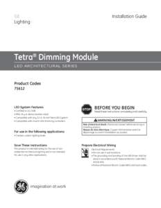 GE Indoor LED Architectural Lighting Fixtures Tetra Dimming Module Installation Guide | ARCH031