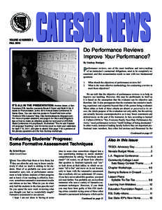 VOLUME 42 NUMBER 2 FALL 2010 CATESOL NEWS Do Performance Reviews Improve Your Performance?