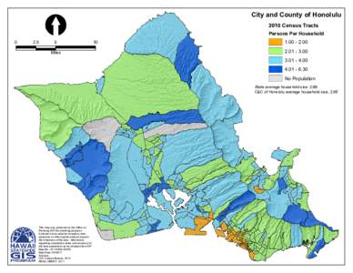 City and County of Honolulu 2010 Census Tracts Persons Per Household 101