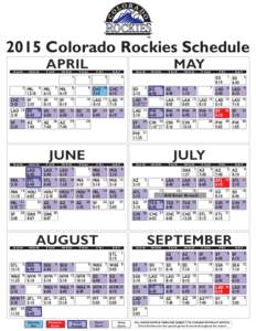 2015 Colorado Rockies Schedule SUN 5  CHC