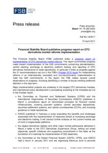 FSB publishes progress report on OTC derivatives market reforms implementation