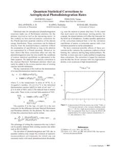 Quantum Statistical Corrections to Astrophysical Photodisintegration Rates MATHEWS, Grant J.