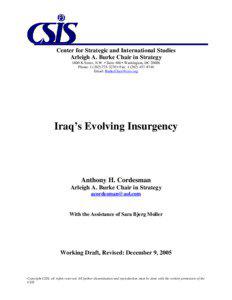 Center for Strategic and International Studies Arleigh A. Burke Chair in Strategy 1800 K Street, N.W. • Suite 400 • Washington, DC 20006