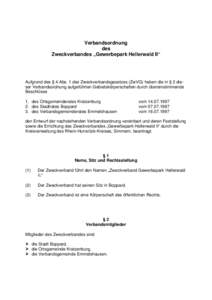 Verbandsordnung des Zweckverbandes „Gewerbepark Hellerwald II“