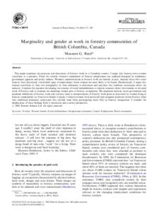 Journal of Rural Studies[removed]–389  Marginality and gender at work in forestry communities of