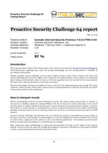 Proactive Security Challenge 64 Testing Report Proactive Security Challenge 64 report May 10, 2014